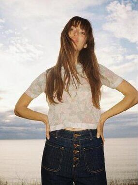 ZARA FLORAL PRINT KNIT TOP  Size S NWT